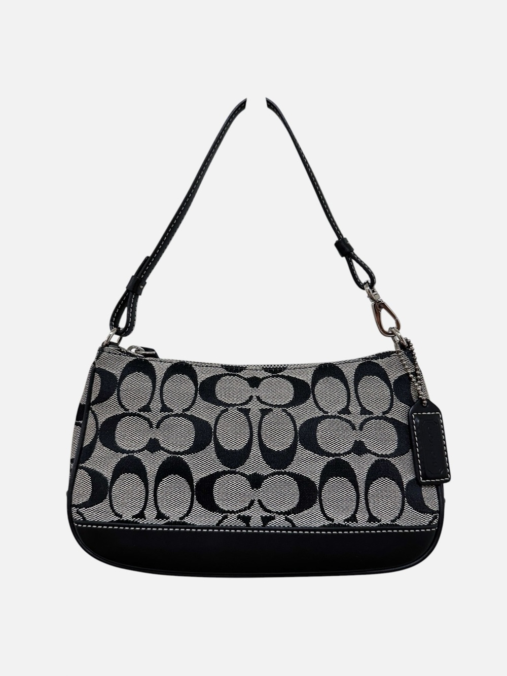 Vintage Coach Signature Demi Pouch Shoulder Bag Black Grey 6094